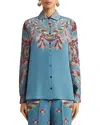 Etro Women Paisley Print Silk Shirt In Blue