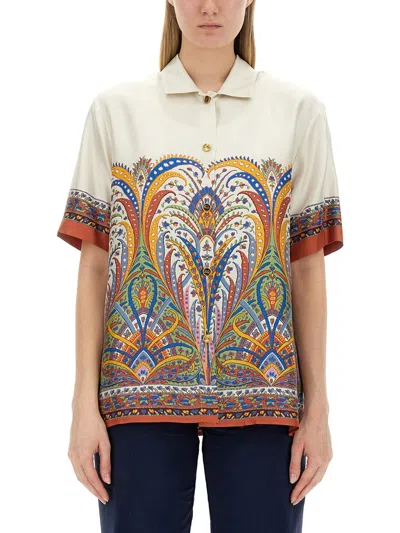 Etro Printed Silk Shirt In Animal Print