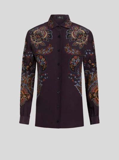Etro Paisley-print Silk Shirt In Black  