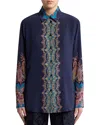 Etro Paisley Print Crepe De Chine Long-sleeved Shirt In Blue