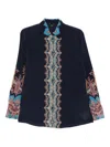 Etro Silk Shirt With Paisley Print And Collar In Blue