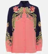 Etro Enchanted Floral Long-sleeve Silk Engineered Shirt In Multicolor