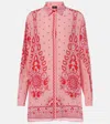 Etro Printed Button-up Silk Shirt In Pink