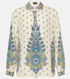 Etro Ivory Paisley Print Silk Twill Shirt In White
