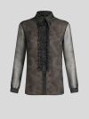 Etro , Printed Silk Shirt With Ruching, Woman, Grey, Size 46 In Grey