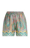 Etro Paisley Silk Shorts With Intricate Hem Detailing In Multi