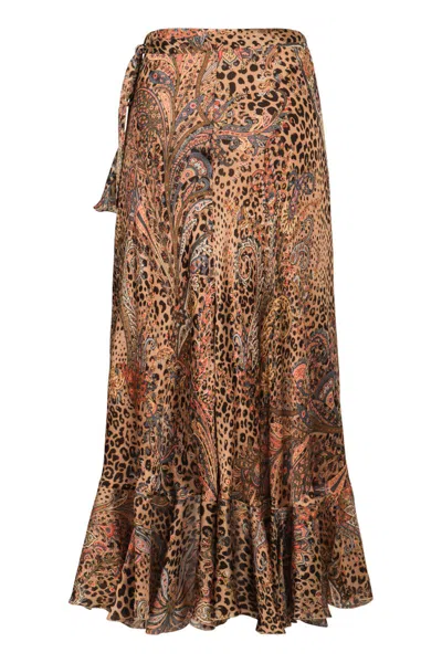 Etro Printed Silk Skirt In Multi