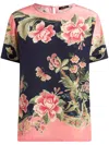 Etro Printed Silk Top In Blue