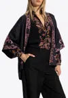 Etro , Silk Twill Kesa With Placed Print, Woman, Black, Size L In Black