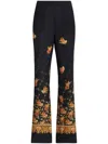 Etro Printed Silk Trousers In Blue
