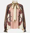 Etro Silk Twill Blouse With Silk Scarf And Floral Geometric Motif In Multi