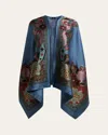 Etro Printed Silk-blend Cape In Blue