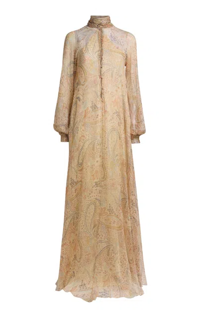 Etro Printed Silk-blend Maxi Dress In Neutral