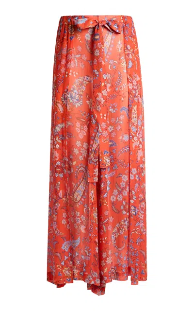 Etro Printed Silk-blend Wide-leg Pants In Red