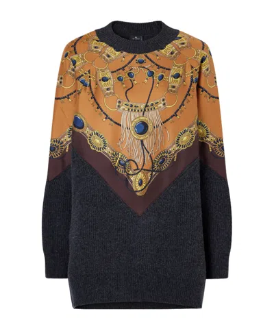 Etro Printed Silk-trimmed Wool And Cashmere-blend Sweater In Multi