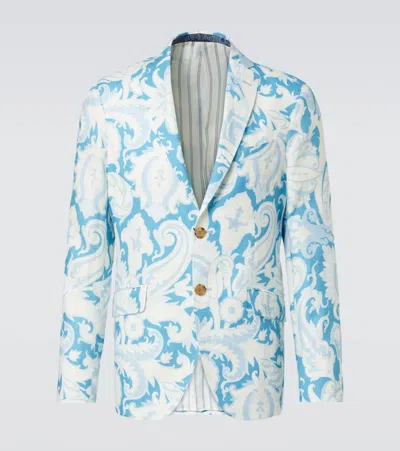 Etro Printed Single-breasted Cotton Blazer In Multicoloured