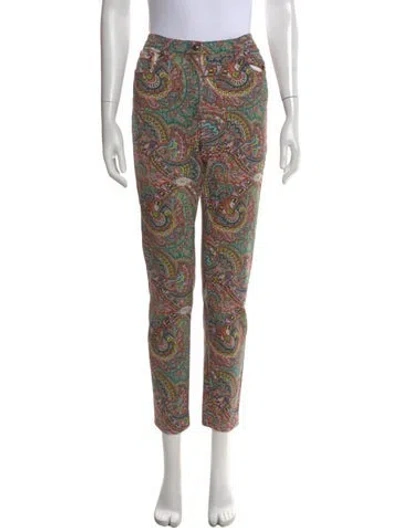 Pre-owned Etro Printed Skinny Leg Pants In Blue