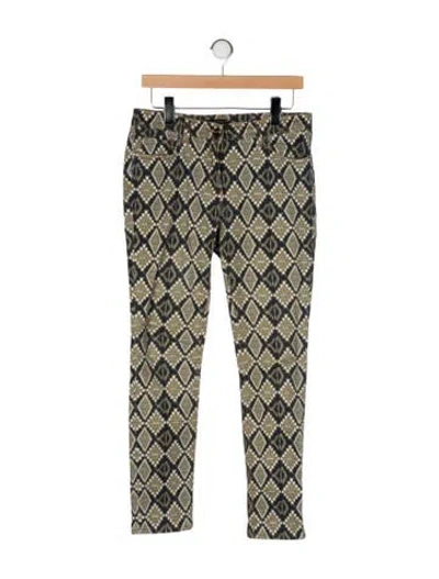 Pre-owned Etro Printed Skinny Leg Pants In Gray