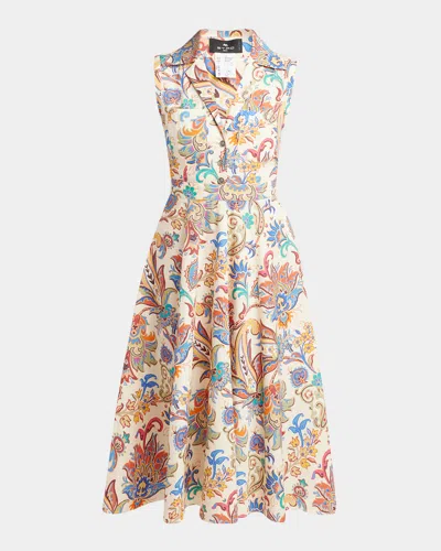 Etro Printed Sleeveless Midi Shirtdress In Multi