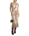 Etro Lucky Charm Print Scoop-neck Rib Midi Dress In Blue Print