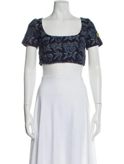 Pre-owned Etro Printed Square Neckline Crop Top In Multi