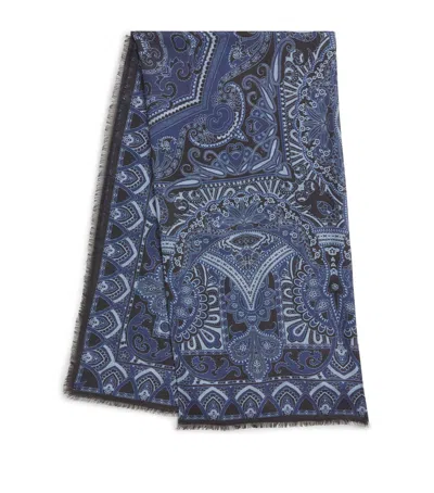 Etro Printed Square Scarf In Blue