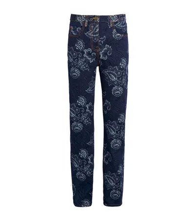 Etro Printed Straight Jeans In Blue