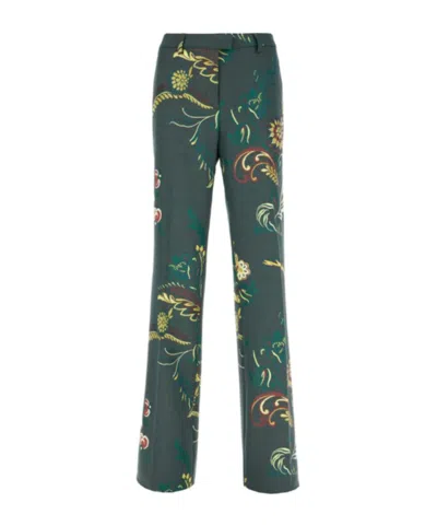 Etro Printed Straight-leg Casual Pants In Green
