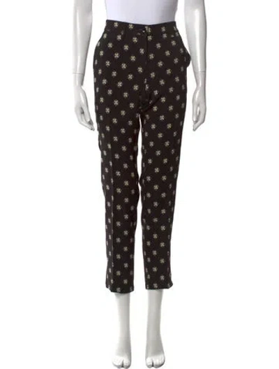 Pre-owned Etro Printed Straight Leg Pants In Black