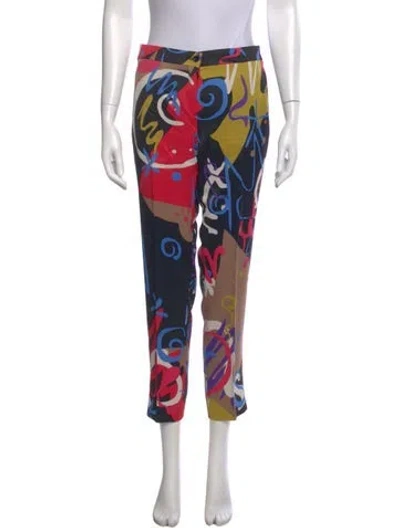 Pre-owned Etro Printed Straight Leg Pants In Black