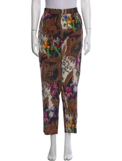 Pre-owned Etro Printed Straight Leg Pants In Black