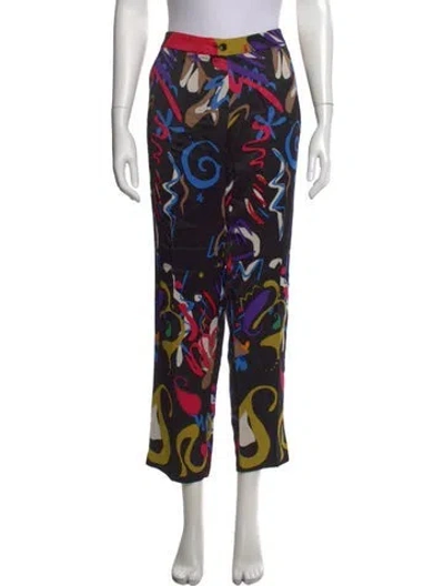 Pre-owned Etro Printed Straight Leg Pants In Black