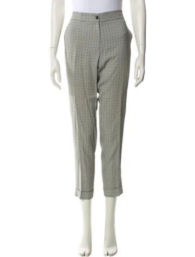 Pre-owned Etro Printed Straight Leg Pants In Blue