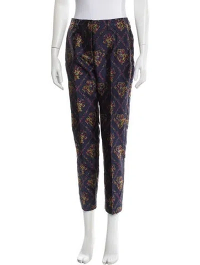 Pre-owned Etro Printed Straight Leg Pants In Blue