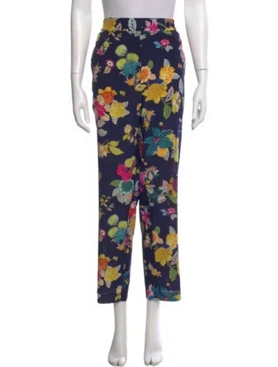Pre-owned Etro Printed Straight Leg Pants In Blue