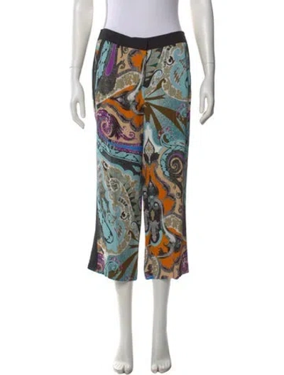 Pre-owned Etro Printed Straight Leg Pants In Blue