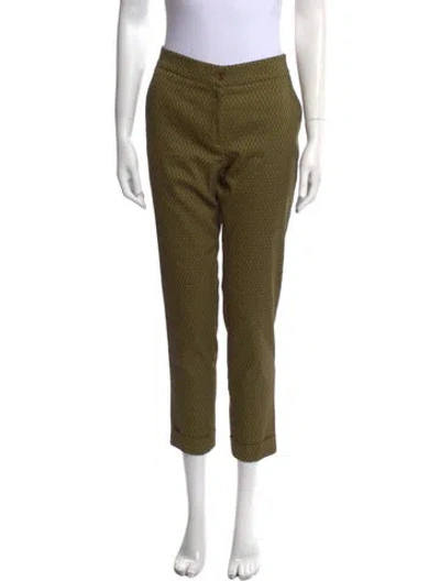 Pre-owned Etro Printed Straight Leg Pants In Green