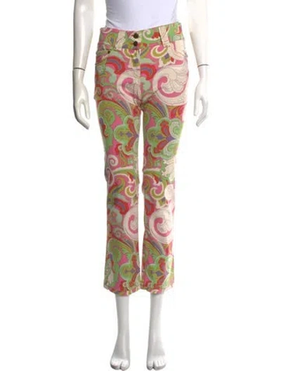 Pre-owned Etro Printed Straight Leg Pants In Neutrals/pink