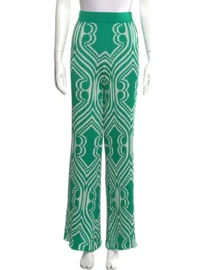 Pre-owned Etro Printed Straight Leg Pants W/ Tags In Green