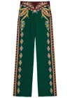 Etro Printed Straight-leg Silk Trousers In Green
