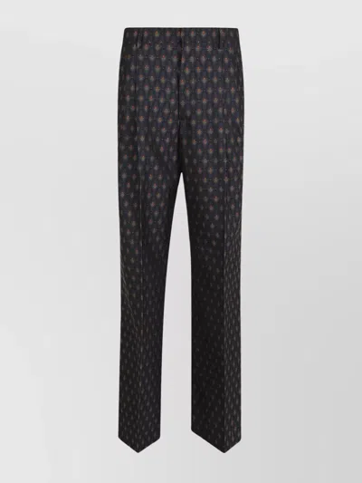 Etro Printed Straight Leg Trousers In Black