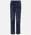 Etro Printed Straight Pants In Blue