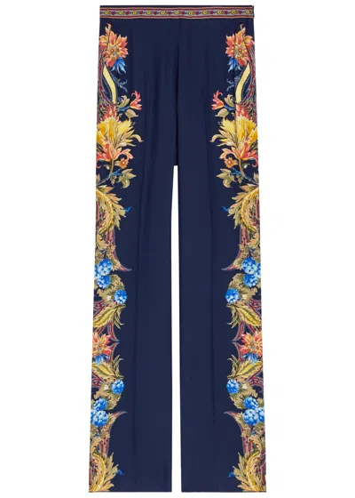 Etro Printed Straight-leg Silk Trousers In Multi