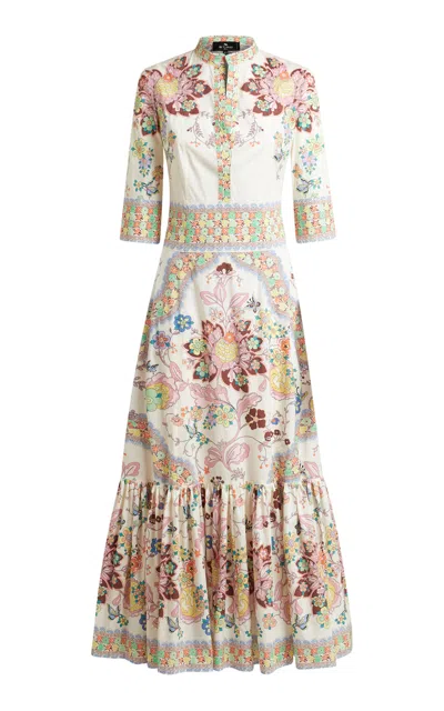 ETRO PRINTED STRETCH-COTTON MIDI DRESS