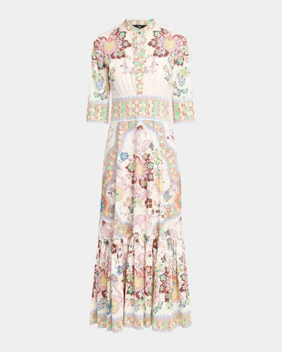 ETRO PRINTED STRETCH COTTON MIDI DRESS
