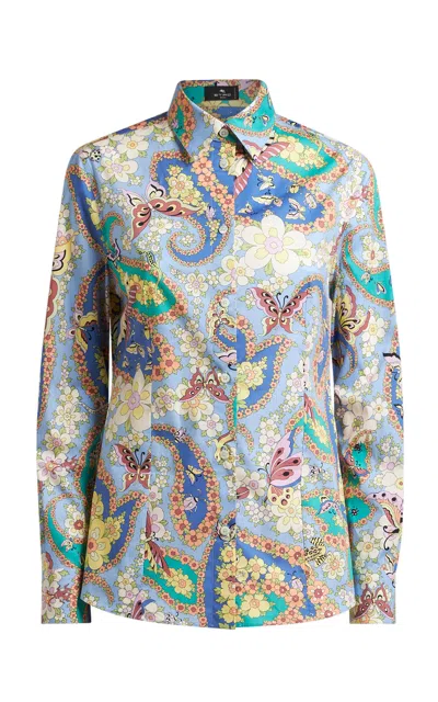 ETRO PRINTED STRETCH-COTTON SHIRT