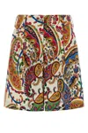 Etro White Floral Paisley-pattern Stretch Cotton Shorts In Multi