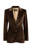 Etro Printed Stretch-cotton Blazer In Burgundy