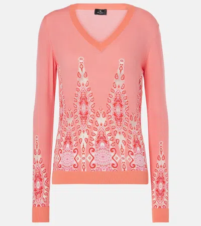 Etro Printed Sweater In Pink