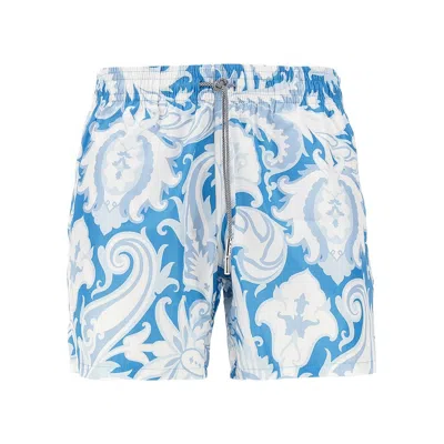 Etro Printed Swim Shorts In Blue